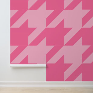 Papel Pintado Gran Houndstooth Rosa Francés