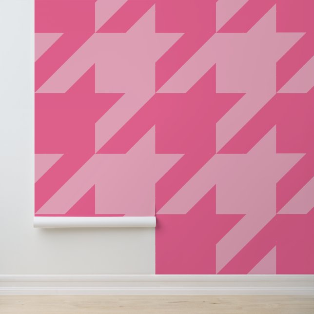Papel Pintado Gran Houndstooth Rosa Francés  (Solicitud)