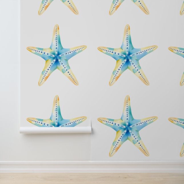 Papel Pintado Gran mar de Tan y Blue Coastal Starfish (Solicitud)