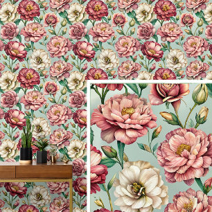 Papel Pintado Gran negrita y bello flor suave oscuro y rosa clar