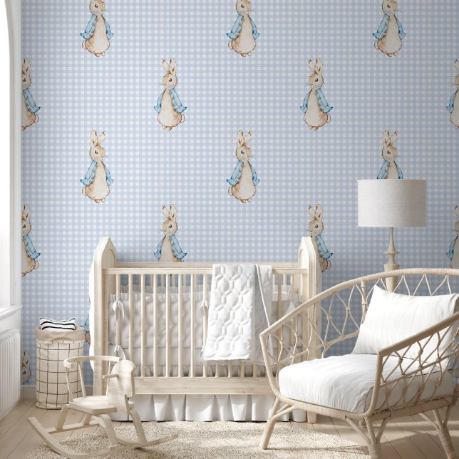Papel Pintado Gran Pedro el Conejo Beatriz Blue Gingham (Niños)