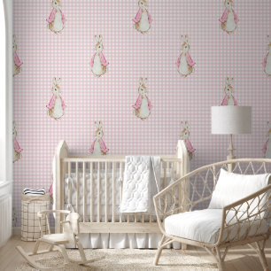 Papel Pintado Gran Pedro el Conejo Beatriz Potter PInk Gingham