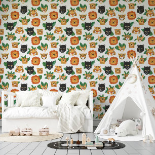 Papel Pintado Grandes Gatos Leones Tigres Pantera Nursera Patrón
