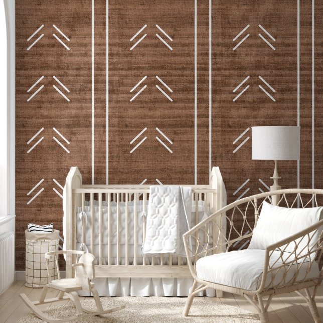 Papel Pintado Granja Tela de Barro Marrón Rústico (Niños)