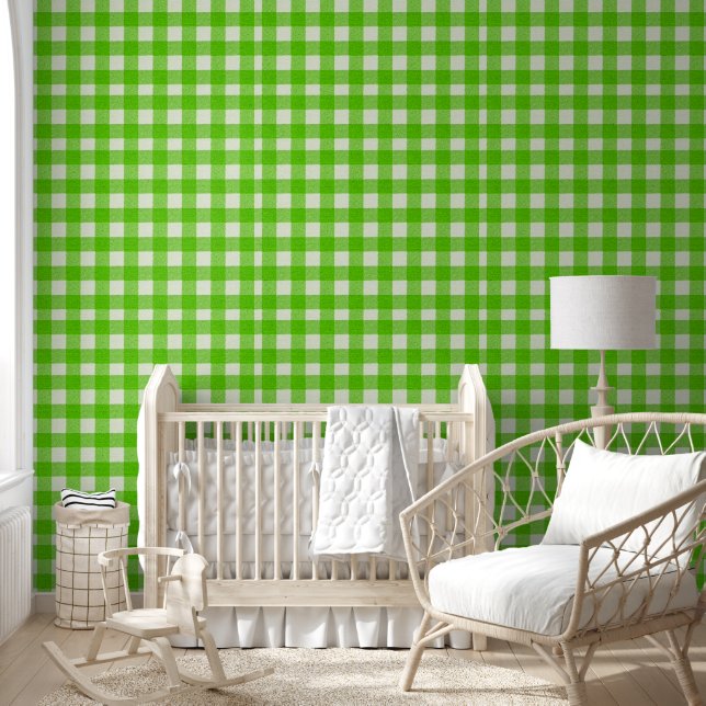 Papel Pintado Green Buffalo Plaid Gingham Check Textiles (Niños)