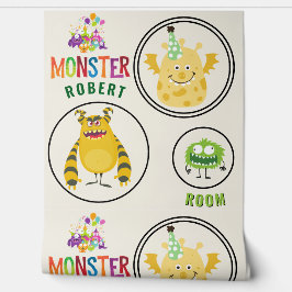 Papel Pintado Green Comic Monster Kids' Rooms Child Name