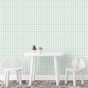 Papel Pintado Green gingham check linda casa de campo simple