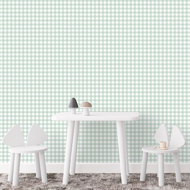 Papel Pintado Green gingham check linda casa de campo simple (Subido por el creador)