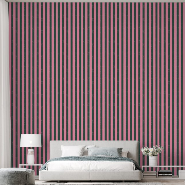 Papel Pintado Green & Pink Vertical Stripe (Dormitorio)