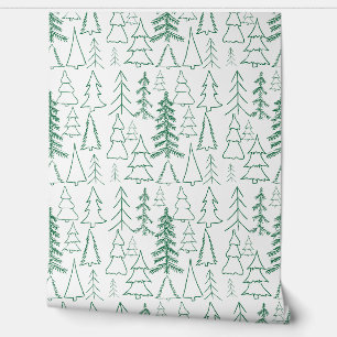 Papel Pintado Green White Festix Christmas Tree Peel and Stick