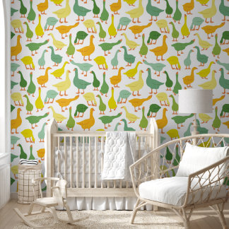 Papel Pintado Green & Yellow Modern Geese Seamless Pattern
