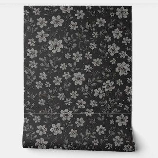 Papel Pintado Grey and black floral pattern