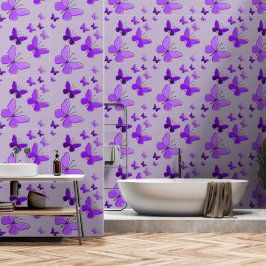 Papel Pintado Gris de lavanda de mariposa morada mágica