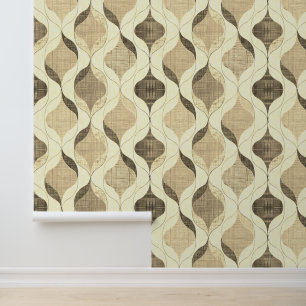 Papel Pintado Gris Neutro Madera Moderna Onda Lujo