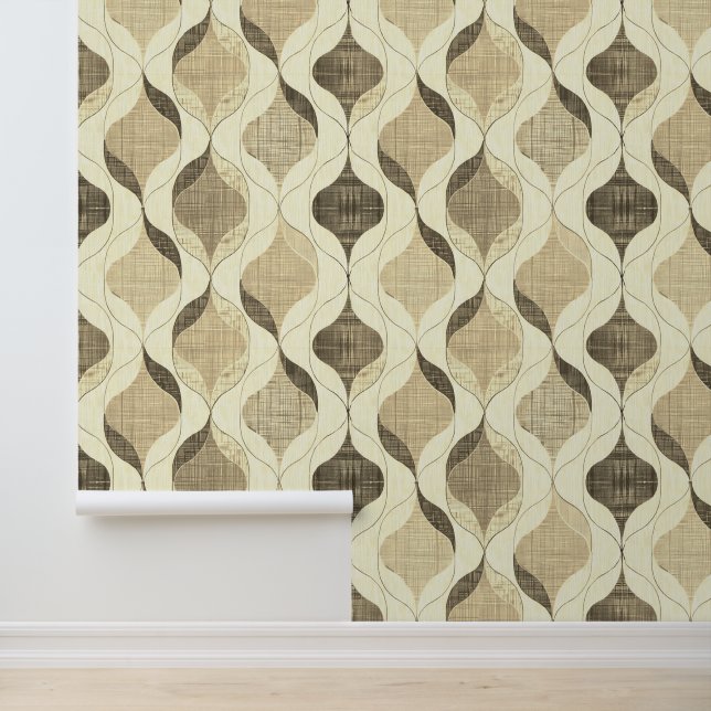 Papel Pintado Gris Neutro Madera Moderna Onda Lujo (Solicitud)