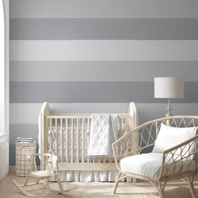 Papel Pintado Gris plateado rayado (Niños)