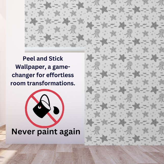 Papel Pintado Gris y niños blancos calamares náuticos de pez est (Subido por el creador)