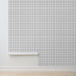 Papel Pintado Gris Y Plantas Blancas Suaves