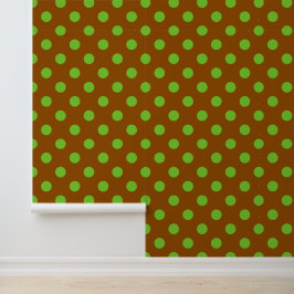 Papel Pintado Groovy Lunares - Marrón y Verde Lima