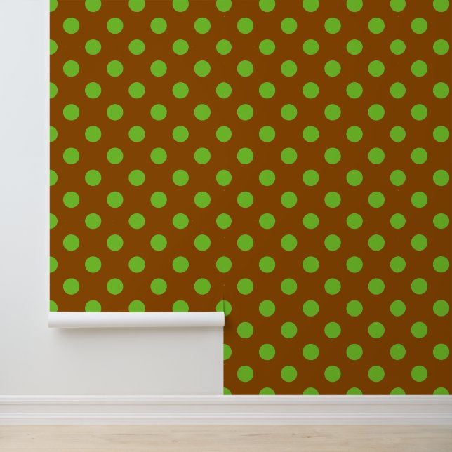 Papel Pintado Groovy Lunares - Marrón y Verde Lima (Solicitud)