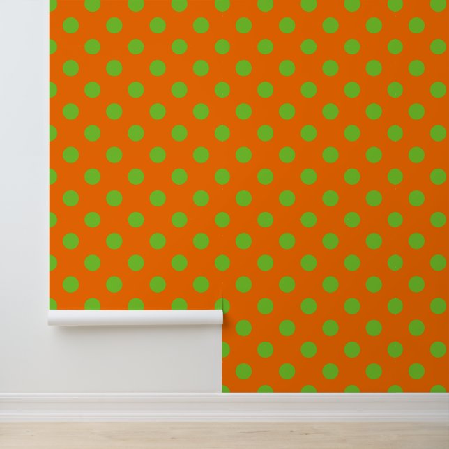 Papel Pintado Groovy Lunares - Naranja y Verde Lima (Solicitud)