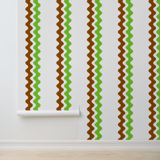 Papel Pintado Groovy Ric Rac Raya - Marrón y Lima Vertical  (Solicitud)