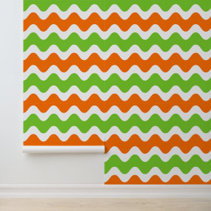 Papel Pintado Groovy Ric Rac Raya - Naranja y Lima Horizontal 