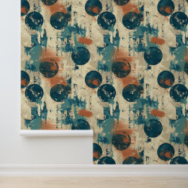 Papel Pintado Grunge Polka Dot Blue Ball Brown Escratches Modern