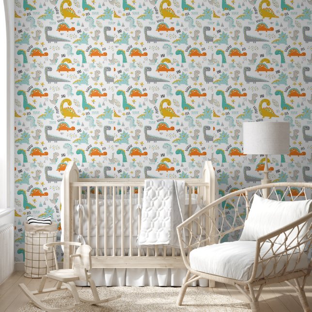 Papel Pintado Guardería de Bebés Dinosaurios (Niños)
