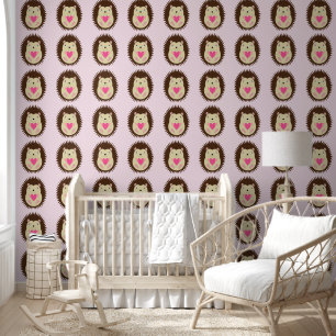 Papel Pintado Guardería de erizo niña rosa bonita