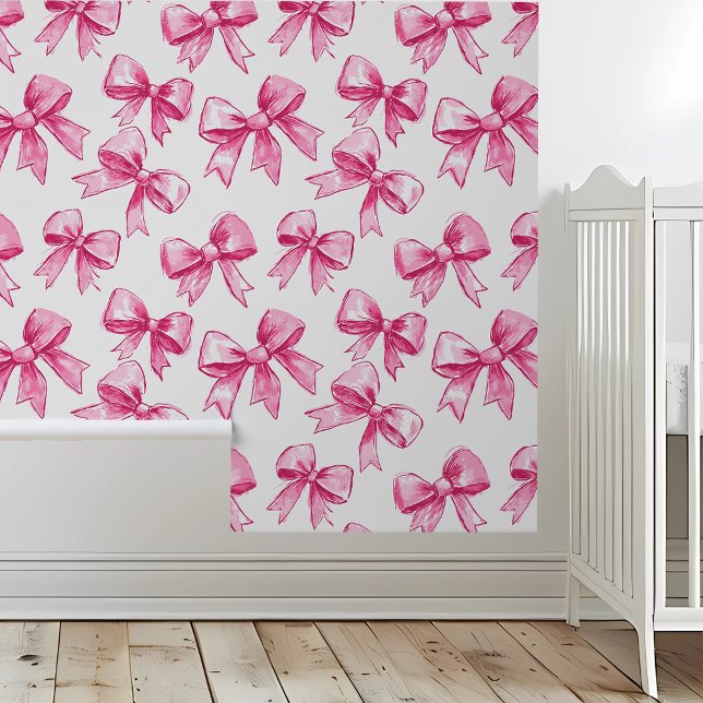 Papel Pintado Guardería de lazos rosados habitación de niña (Subido por el creador)
