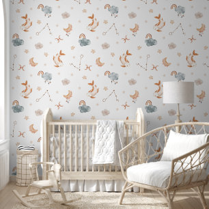 Papel Pintado Guardería de Piscis Acuarela Zodiaco