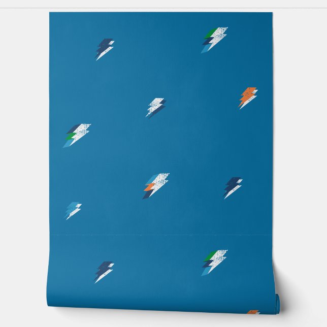 Papel Pintado Guay Lightning Negrita en azul (Desenrollar)