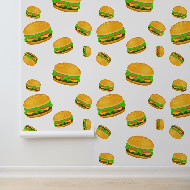 Papel Pintado Guay y divertido patrón de hamburguesa delicioso b (Solicitud)