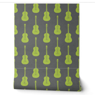 Papel Pintado Guitarra acústica grungy lunares verde lima