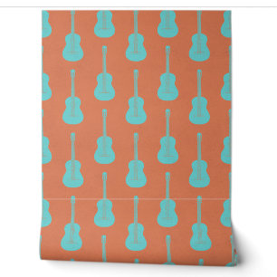 Papel Pintado Guitarra acústica grungy lunares verde naranja
