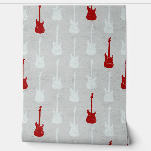 Papel Pintado Guitarra eléctrica clásica grungy lunares blanca r