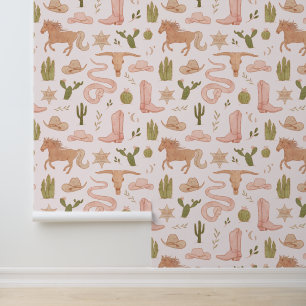 Papel Pintado Habitación Cowboy Western Chica