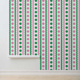 Papel Pintado Habitación de costura y manualidades a rayas rosa 