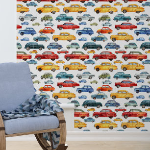 Papel Pintado Habitación de niño guardería coches acuarela 