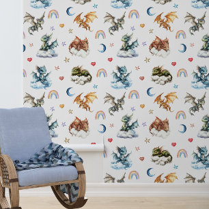 Papel Pintado Habitación del niño dragón bebé dormilón