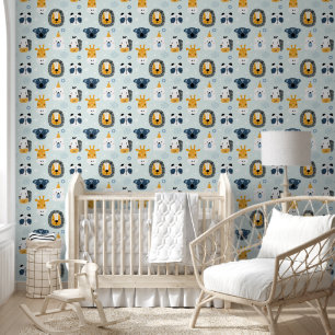 Papel Pintado Habitación Infantil con Caras de Animales de Safar