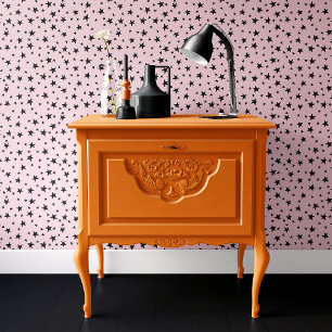 Papel Pintado Halloween de Estrellas Rosadas y Negras