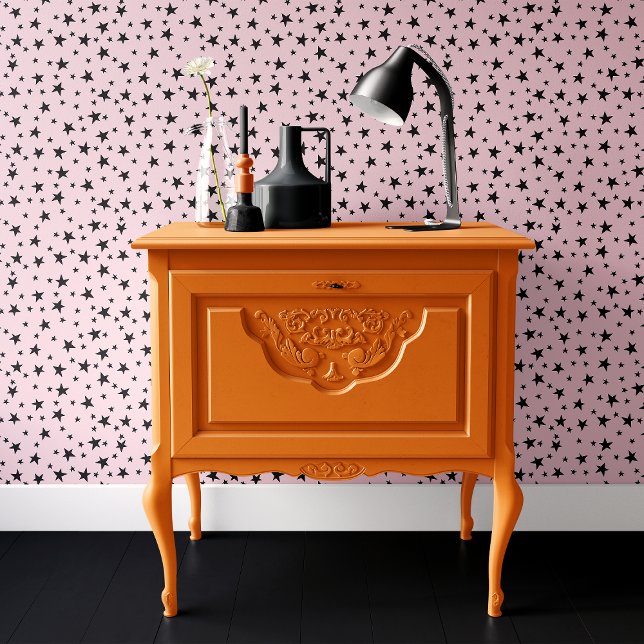 Papel Pintado Halloween de Estrellas Rosadas y Negras (Subido por el creador)