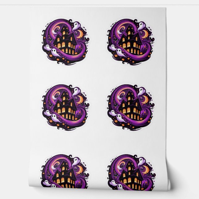 Papel Pintado Halloween Halloween Heroqui Fantasmas Bats Calabaz (Desenrollar)