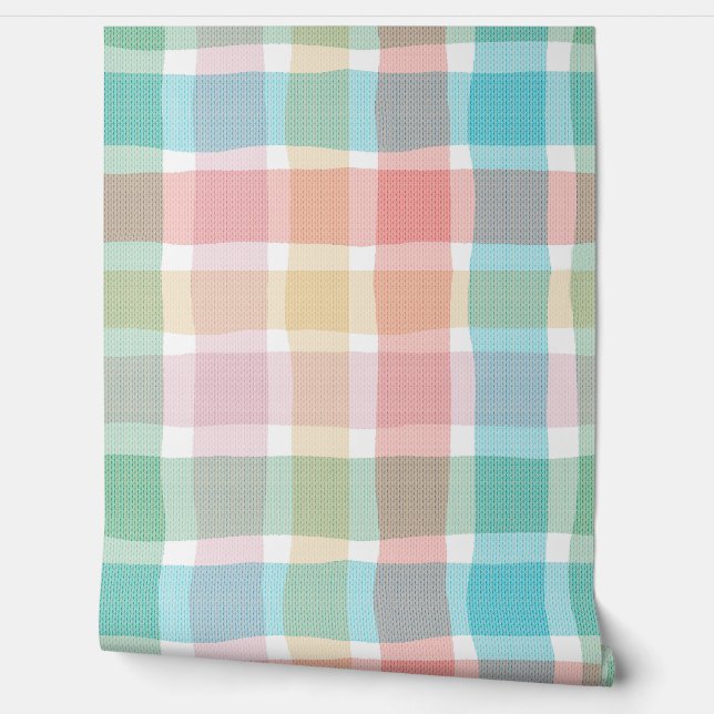 Papel Pintado Hand painted Classic pastel checks (Desenrollar)