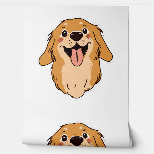 Papel Pintado Happy Golden Retriever Dog Lover Puppy Retro