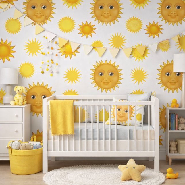 Papel Pintado Happy Sun Face Bright Retro Sunshine Pattern (Subido por el creador)