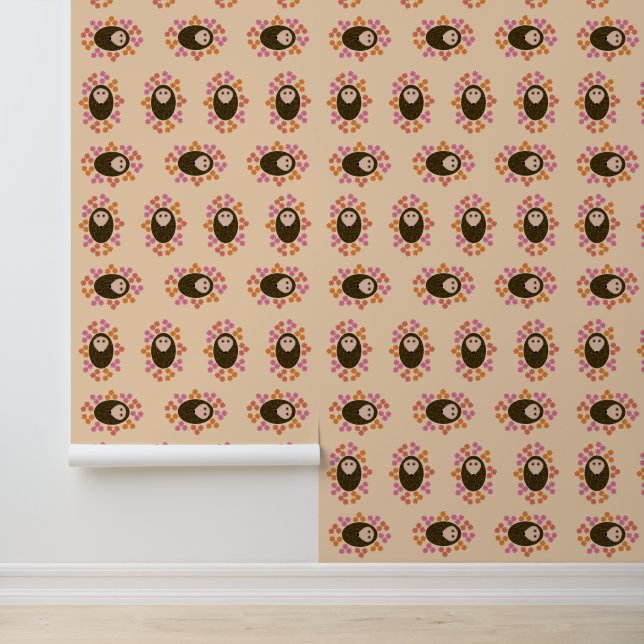 Papel Pintado Hedgehog y flores somnolientas (Solicitud)