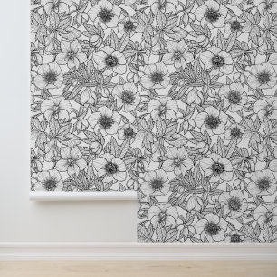Papel Pintado Hellebores en blanco y negro